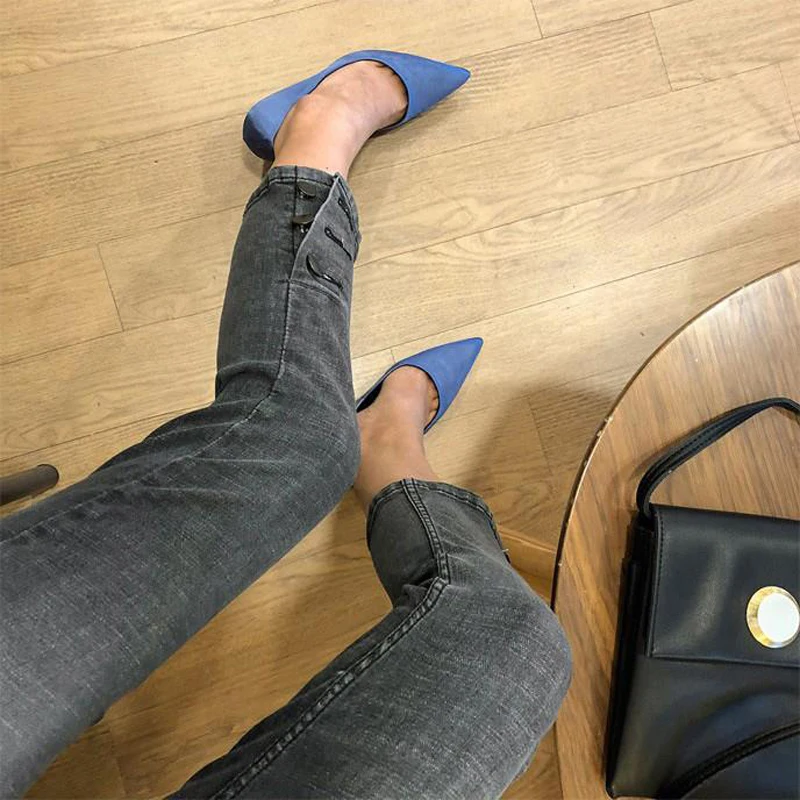 Уличная Разделение кнопки джинсы женский Повседневное карман узкие брюки-карандаш Высокая талия стрейч джинсовая Для женщин брюки 2018