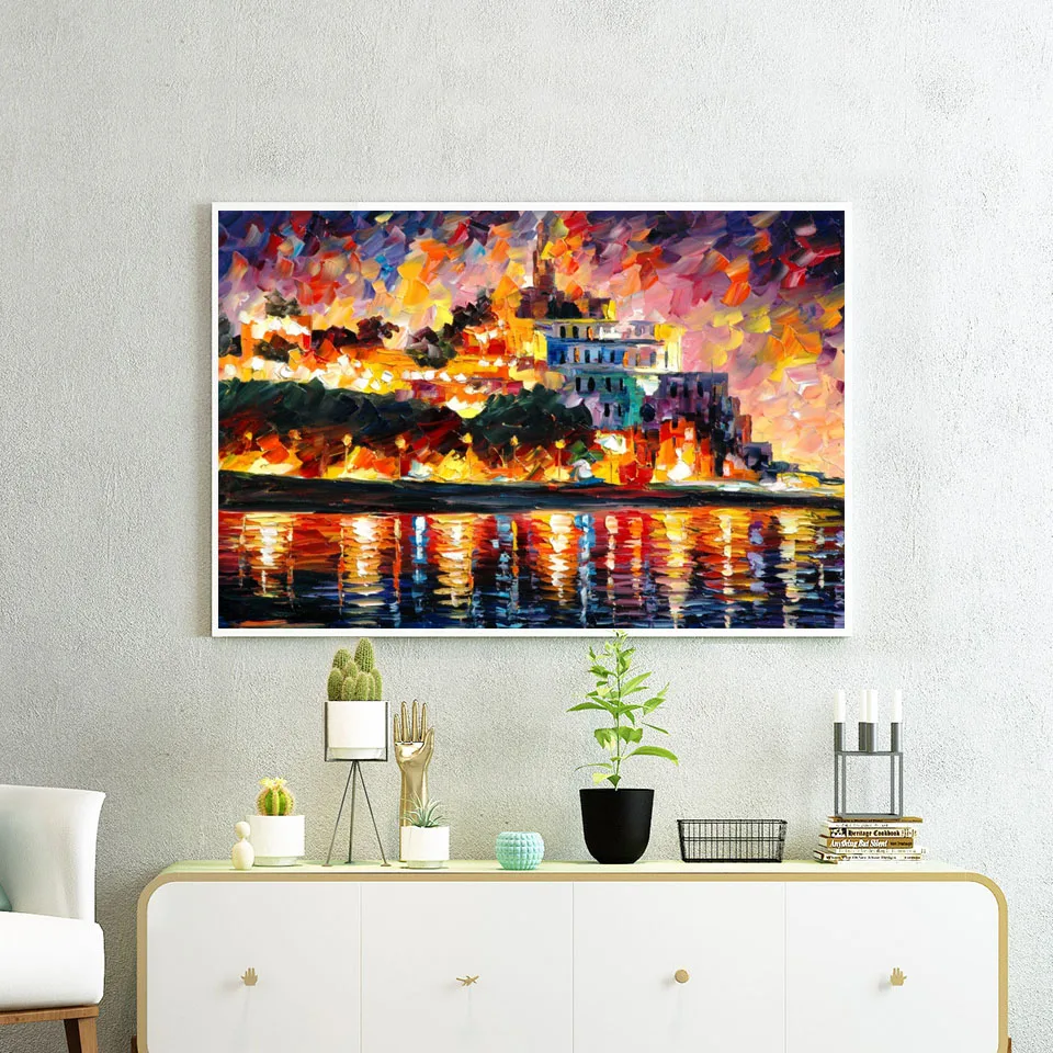 Riverside house Abstract Print Canvas Poster Oil Painting Wall Art