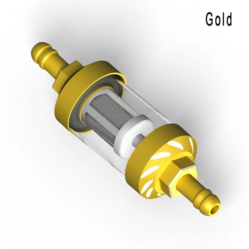 8 мм/0,31 дюймов мотоцикл газовый топливный, масляный фильтр cnc-соединитель топливный фильтр для мотокросса ATV - Цвет: Золотой