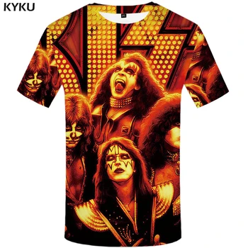 

KYKU Rock Band T shirt Kiss Clothes Tshirt Tees Tops Clothing Men 3d T-shirt T-shirts Mens Ftness New