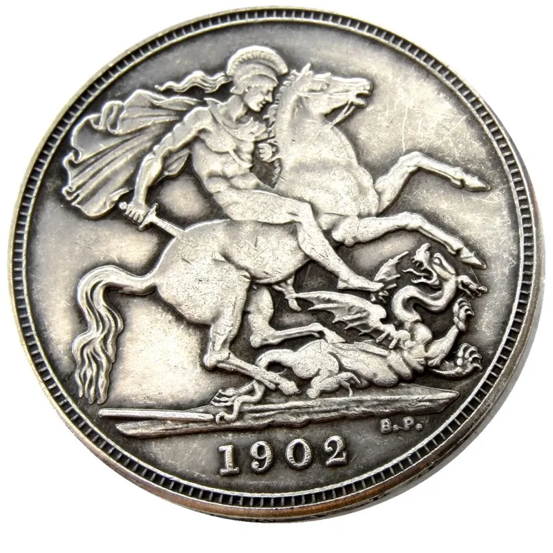 

(UF85)Great Britain EDWARD VII one Crown 1902 Silver Plated Copy Coin