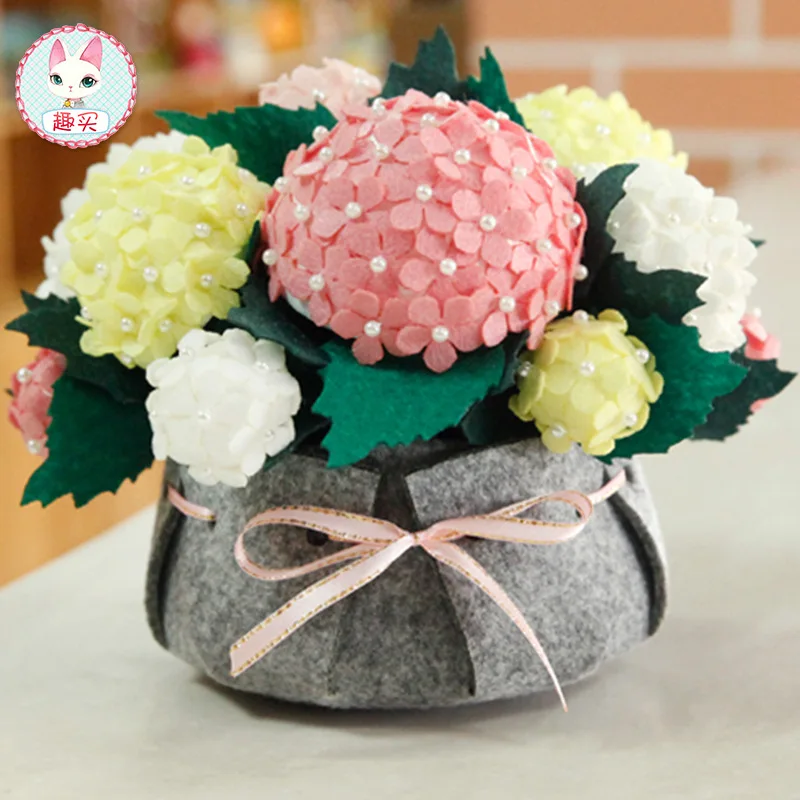 

Hydrangea shaped Non-woven fabric Felt DIY craft Kit bag for Sewing Artificial flowers Potting 16*20cm handmade felt fabric