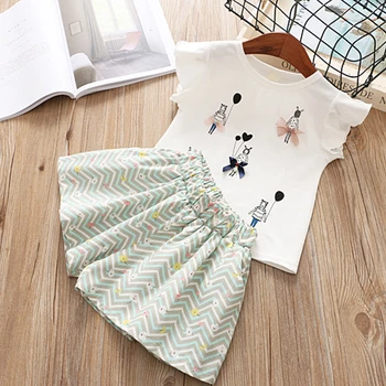 

Summer New Girls Clothes Sets Fashion Cartoon Pictures T-shirt+Printed Shorts 2Pcs Suit Girls Clothes For Kids Clothing