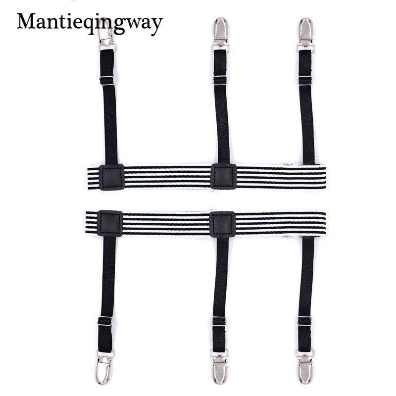 Mantieqingway Black Striped Shirts Stays Holders Suspensorio for Mens