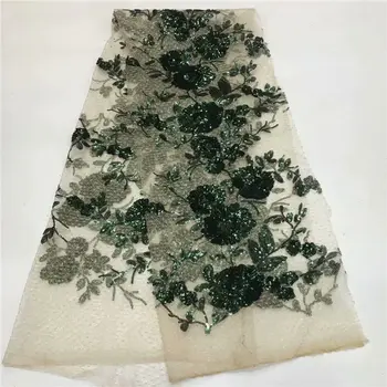

2019 Latest design Handcut organza embroidery lace African tulle lace fabric with Sequins for party dress 5 yards/lot