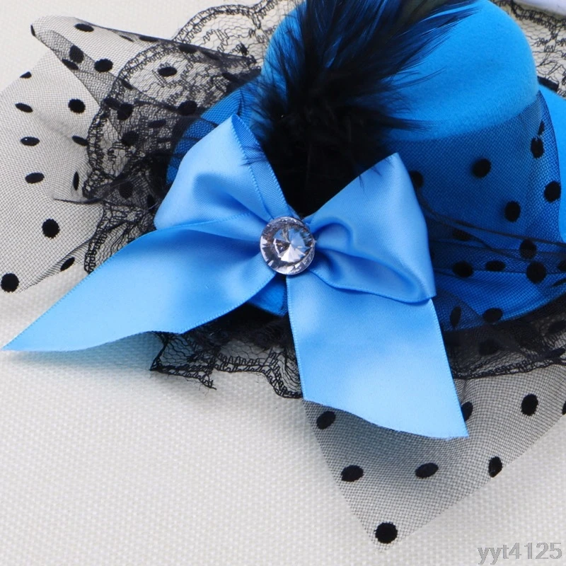 Для женщин девочек носовой зажим для волос кружево перо Мини Top Hat чародей Необычные Вечерние платья модное платье принцессы; Новинка