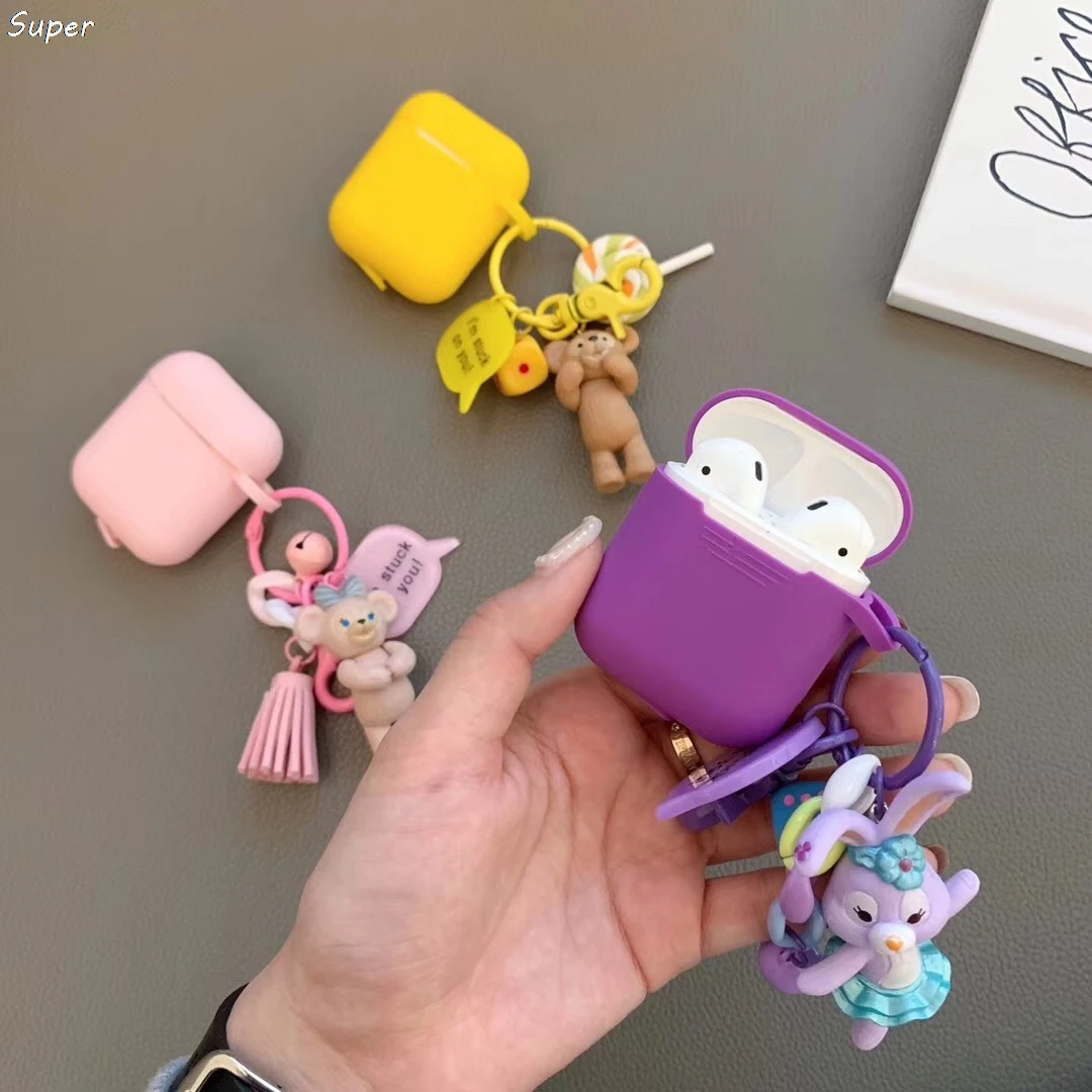 

Japan Anime Duffy ShellieMay Bear toy Keychain phone cable doll Earphone Case For Apple Airpods Soft Bluetooth Wireless Cover