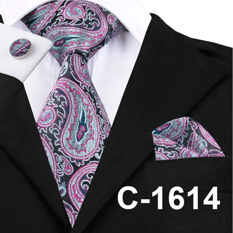 C-1230 новейший дизайн печати шеи галстук, шейный платок и запонки печати Мужчины s комплект галстуков с брендом Hi-галстуки мужские галстуки - Цвет: C-1614