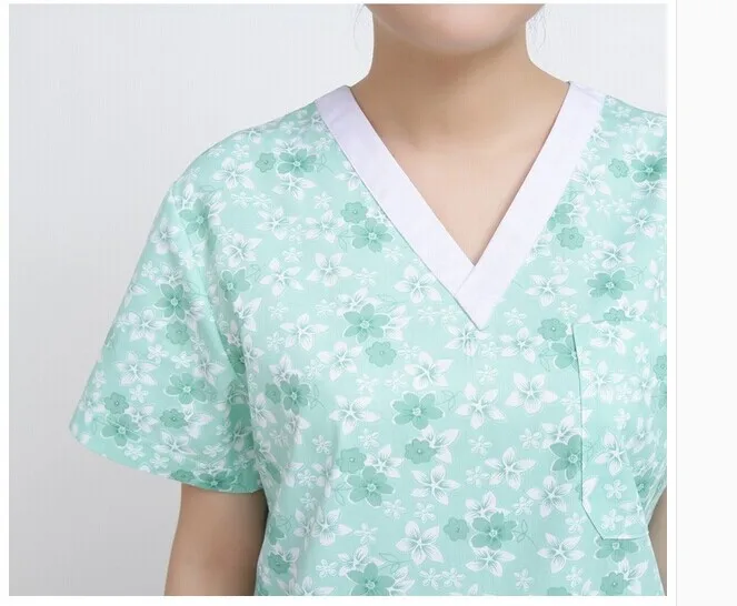 Летние наборы скрабов для медсестры, с короткими рукавами, с цветочным принтом, Хирургическая больница, салон красоты, рабочая куртка+ штаны