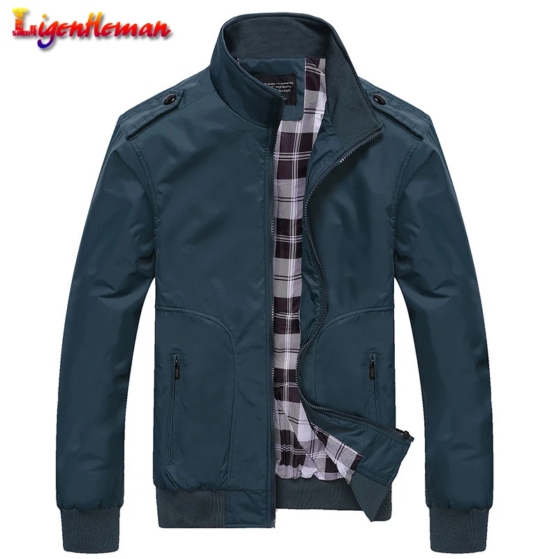 

Spring Autumn Male Bomber Jackets Casual Coats Solid Color Mens Sportswear Stand Collar plus size 4XL Mens Jackets Slim Jackets