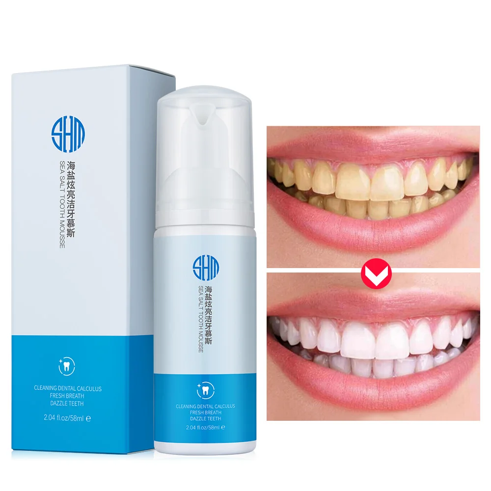 

58ml Sea Salt Teeth Whitening Mousse Removes Plaque Stains for Tooth Bleaching Dental Tools Dazzling White Toothpaste Whitener