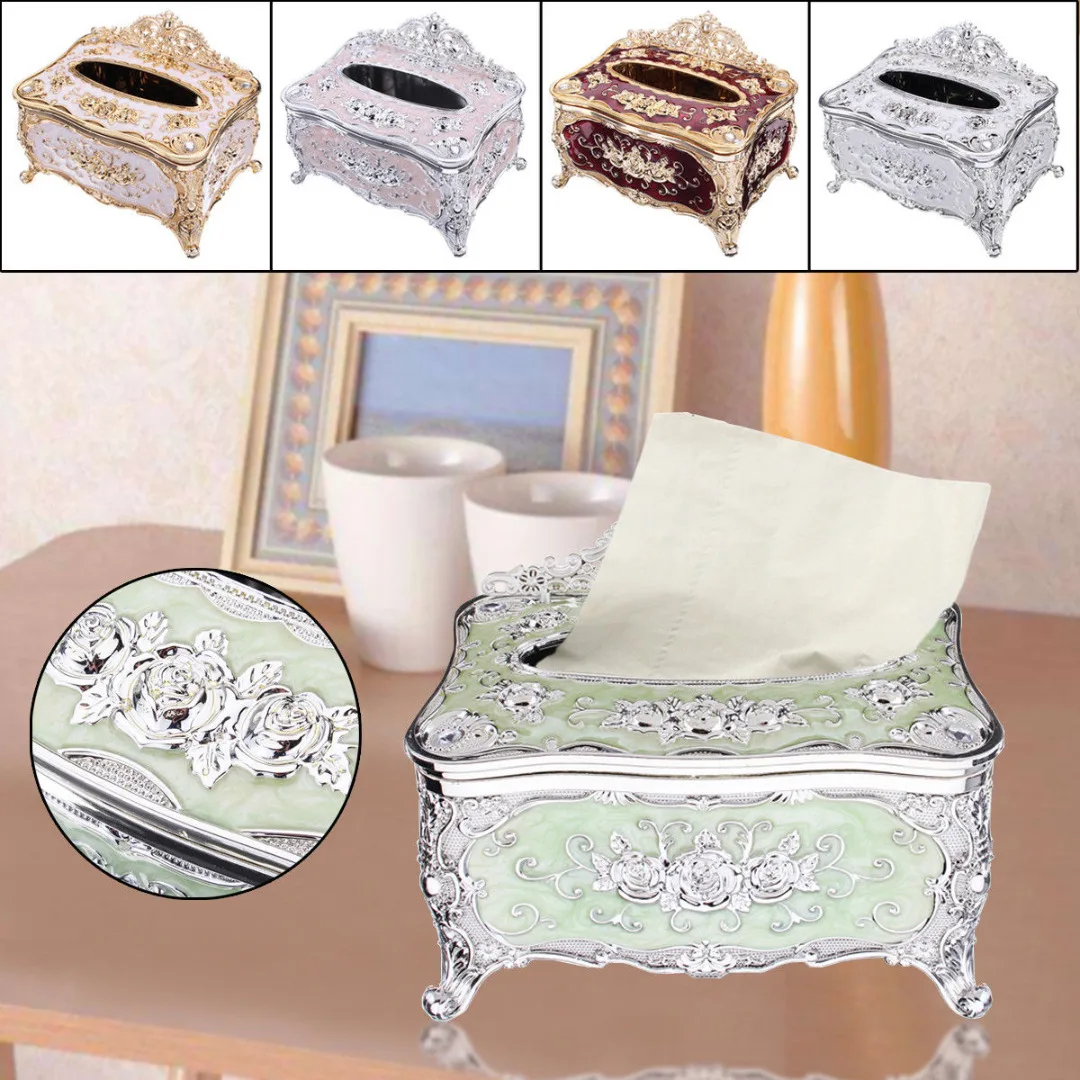 JX-LCLYL Elegant Gold Tissue Box Cover Chic Napkin Case Holder Hotel Home Decor Organizer