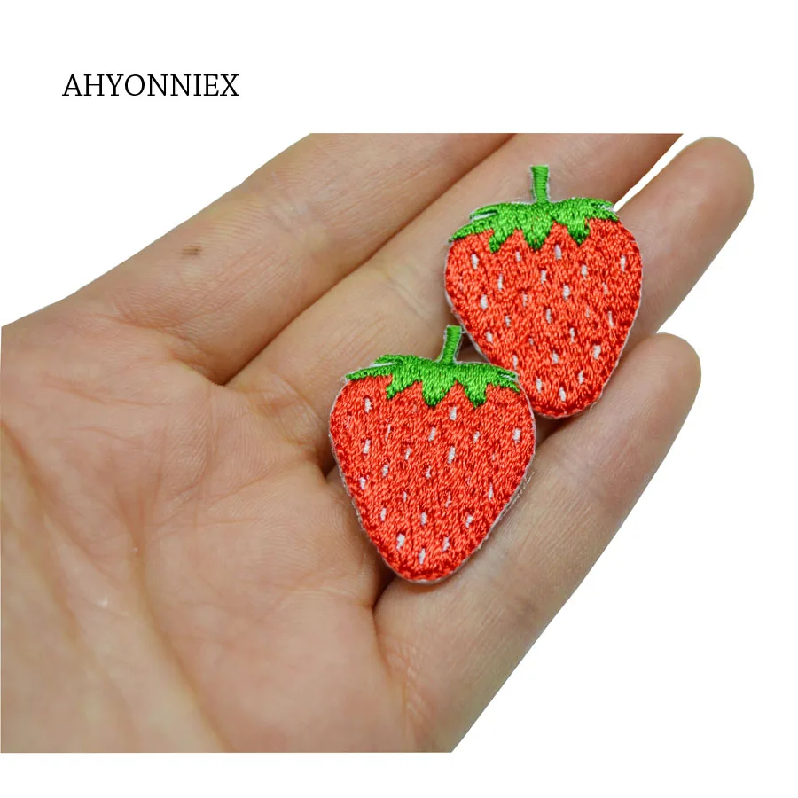 

AHYONNIEX Big and Small Strawberry embroidered patch DIY applique iron on parch for clothes bags application for kids clothes