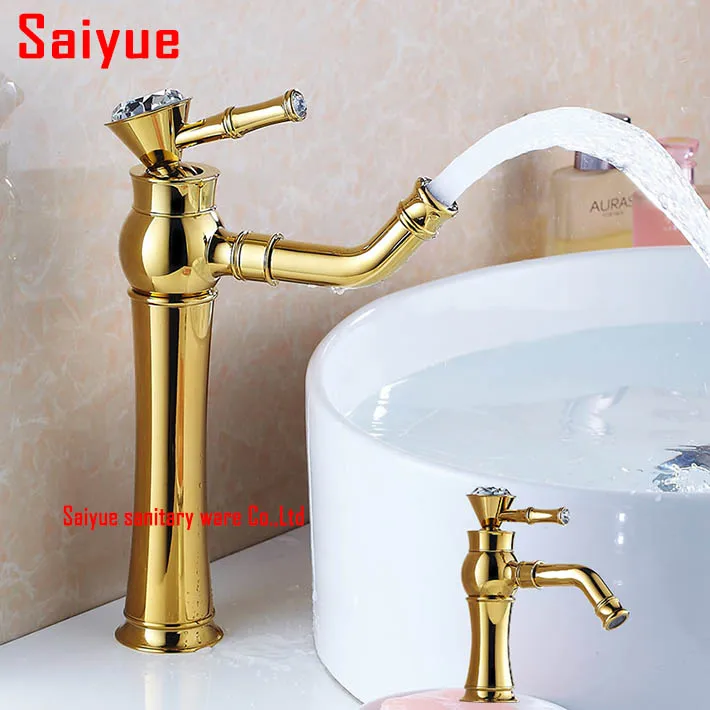 

Classic Solid Brass Copper Sink Gold Color Bathroom Faucet Basin Mixer Hot and Cold Tap torneira banheiro