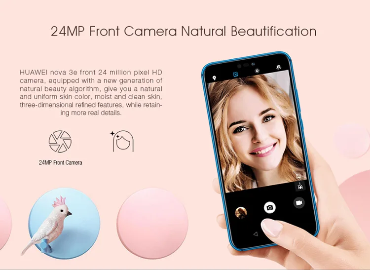 HUAWEI NOVA 3E 4GB RAM 128GB ROM Hisilicon Kirin 659 2.36GHz Octa Core 5.84 Inch 2.5D FHD+ Full Screen Dual Camera Android 8.0 4G LTE Smartphone