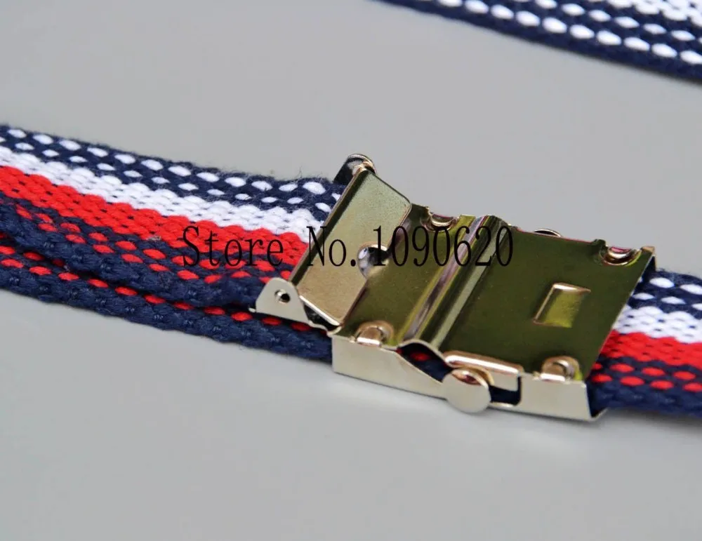 DKBLINGS Children belt boy striped canvas belt with shiny buckle flexiable length toddlers stripe 85x3.0cm
