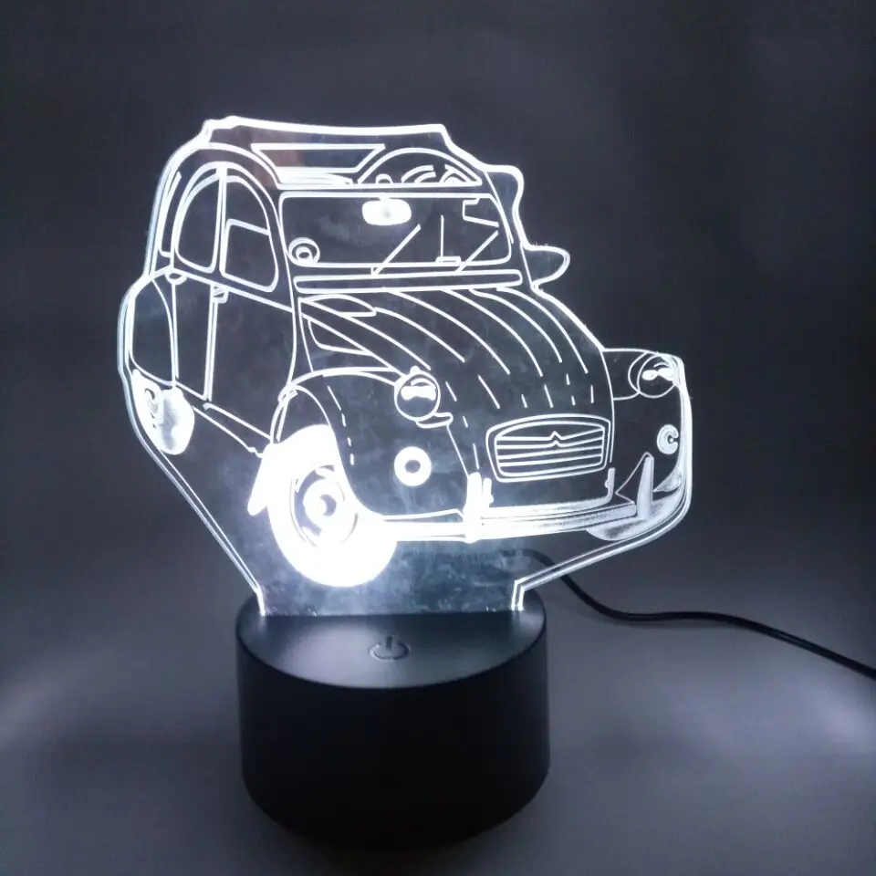 Автомобиль 3D лампа 7 цветов изменить дистанционный выключатель, настольная лампа цветные огни атмосферная настольная лампа спальня свет для подарка