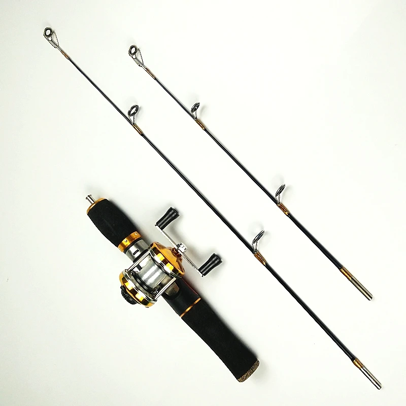 ice fishing rod double tips winter fishing rods 2 sections length 0.55m 0.66m casting rod set spinning pole short fishing tackle