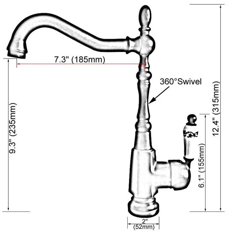Antique Red Copper Brass Bathroom Kitchen Basin Sink Faucet Mixer Tap Swivel Spout Single Handle One Hole Deck Mounted mnf418