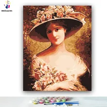 DIY Coloring paint by numbers The Fancy Bonnet Emile Vernon pictures Abstract figure paintings by numbers with kits 40x50 framed