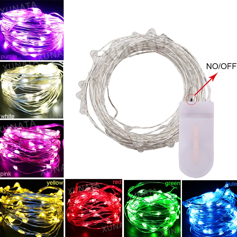 

1/2/4m Sliver Wire Fairy String Christmas Lights Outdoor Battery Power Mini LED Light String Wedding Garlands Party DIY Lighting