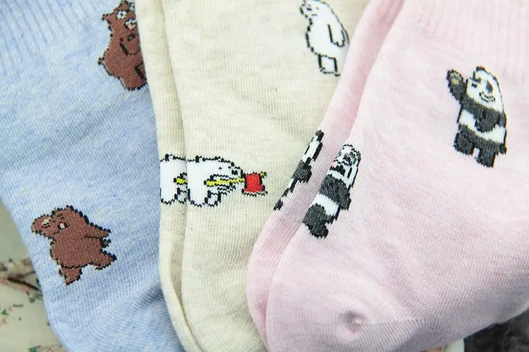 Носки с рисунком Мы Голые Медведи носки с расцветкой «панда» гризли ледяной медведь милые забавные женские носки осень зима комфорт пот абсорбирующий розовый хлопок sokken