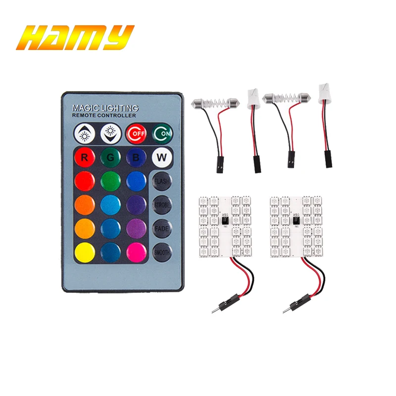 2x T10 W5W светодиодный светильник C10W C5W для чтения интерьера автомобиля RGB 12 В