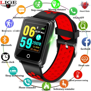 

LIGE 2019 Waterproof Smart Bracelet Bluetooth Sport Smart Watch Men Women Activity fitness tracker Heart Rate Monitor Smart band
