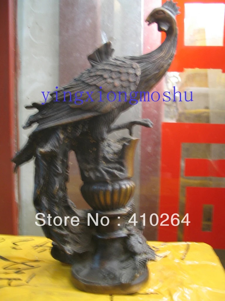 

0116P [old craft ] Fast shipping good luck Peacock bird bronze statue (A0314)