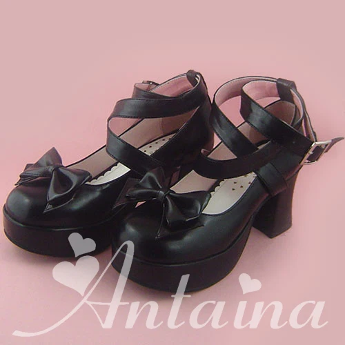 Gothic-Ankle-Cross-Belts-High-Heel-Pumps-Elegant-Single-Bow-Lolita-Princess-Heels-Shoes-36