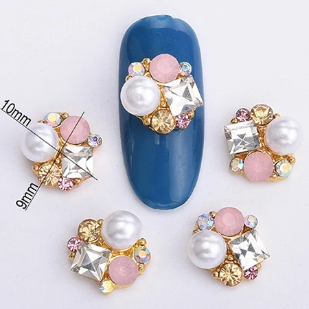 10 шт. 3d pearl ногтей сплав золота блеск сверла DIY ногти аксессуары новые прибытия кристалл rстразы для ногтей BL146 - Цвет: Pink