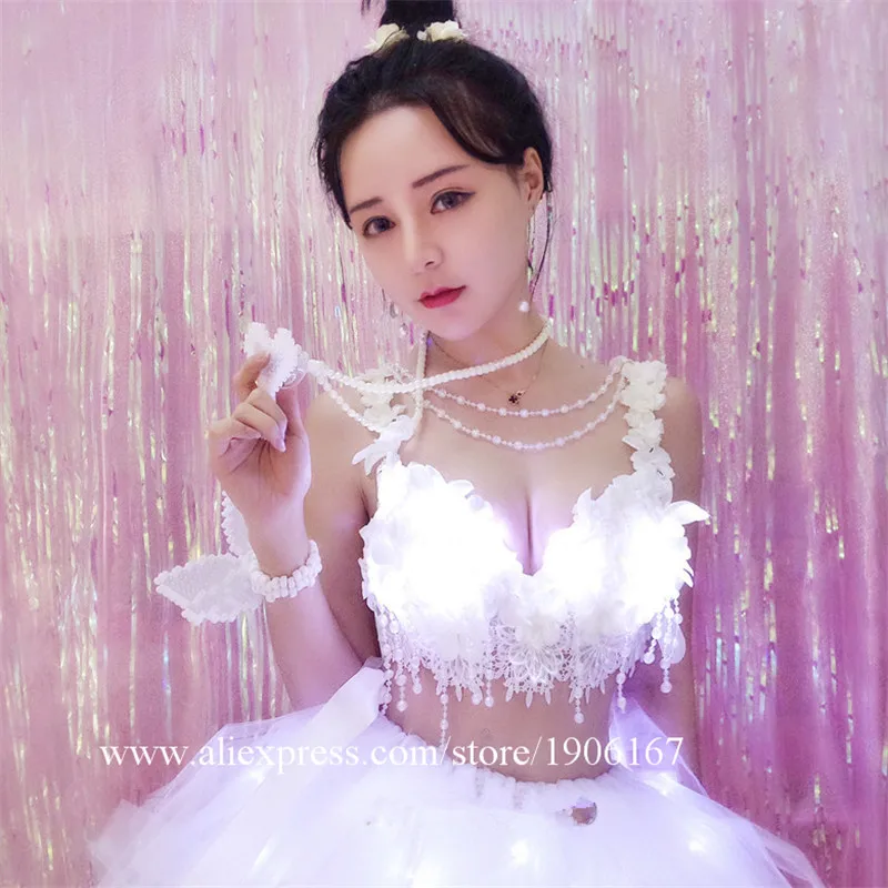 

2018 Fashion Led Dress Bra Dress Suit Singer DJ Costumes Stage Performance Dance Clothes Women Lady Dress