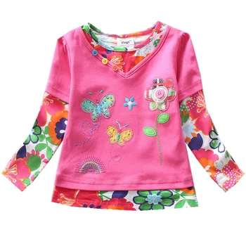 VIKITA Kids T shirt for Girls Girls Flower t-shirt Long Sleeve Tops Girls T Shirt Children Clothing Autumn Winter Kids Wear 4