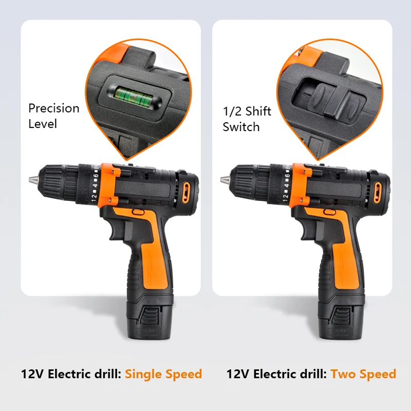 12 V/алюминиевая крышка, 25В Макс Аккумуляторная дрель 3000 мА/ч, Батарея 150 мин использования электрическая отвертка 18+ 1 2-Скорость с 4 шт. Drillr Биты