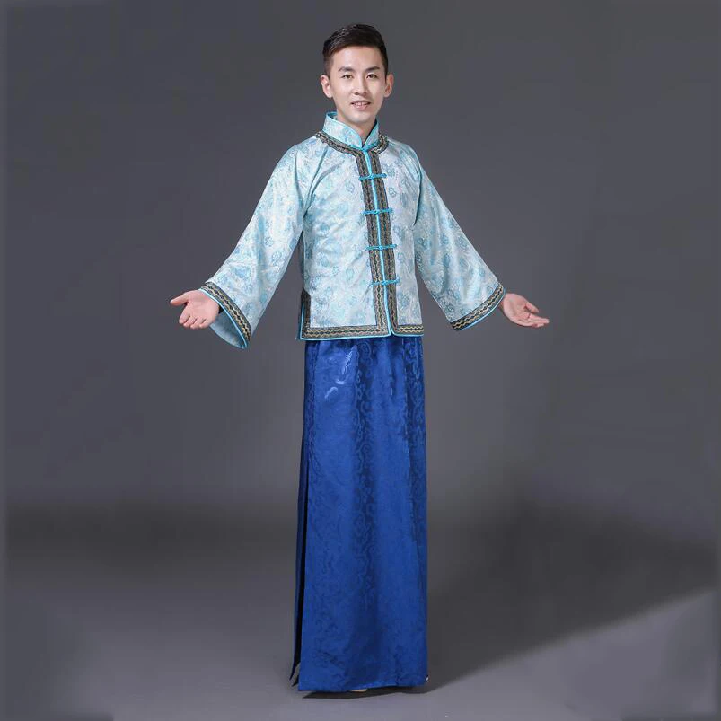 Китайский древний династии Цин Гар для мужчин t Национальный мужчин Cheongsam Тан костюм наборы традиционный Восточный Hanfu мужской vestido
