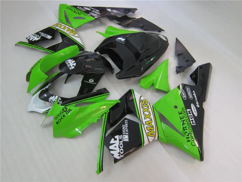 Пользовательские окрашенный комплект обтекателей для Kawasaki ZX10R 2004 2005 Ninja ZX-10R 04 05 цвета: зеленый, Черный ABS Обтекатели BB1