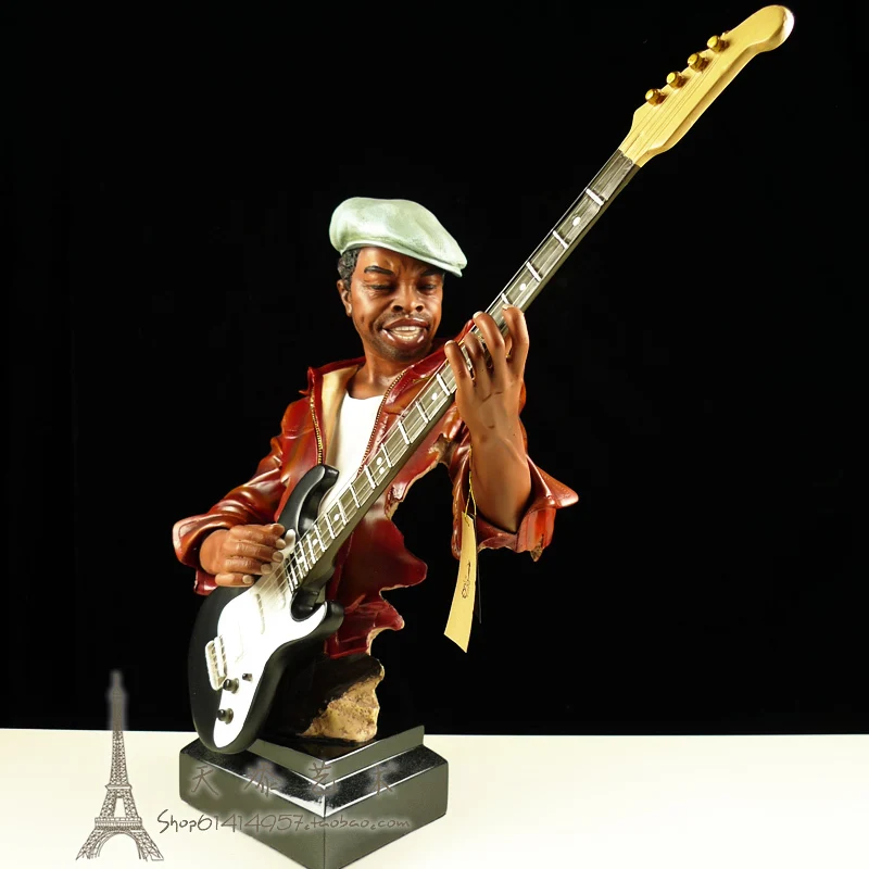 American Famous Jazz Band Guitarist Figurine Resin Music Guitar Player Statue Craft Ornament