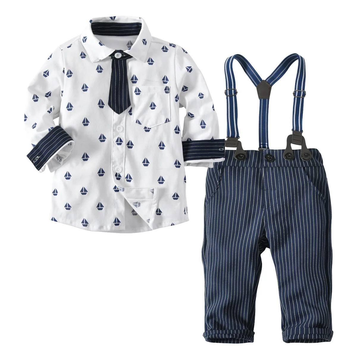 

Baby Long-sleeved Shirt Set 2019 Autumn And Winter New Male Baby Gentleman Shirt Bib Three-piece
