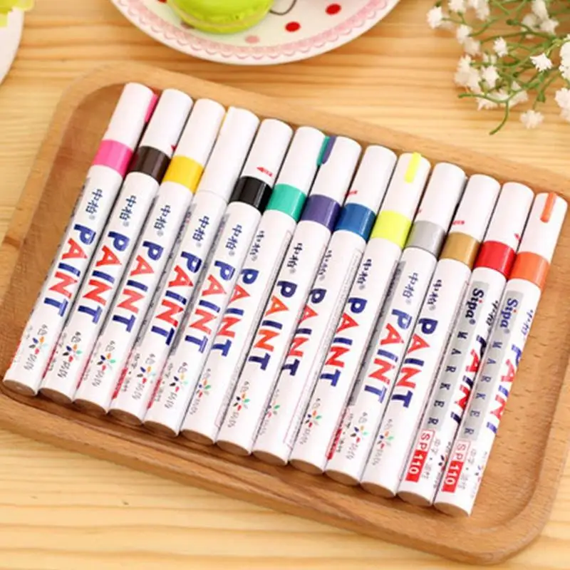 

10 colors Waterproof Car Tyre Tire Tread CD Metal Permanent Paint Marker Graffti Oily Marker Macador Caneta Stationery sharpie