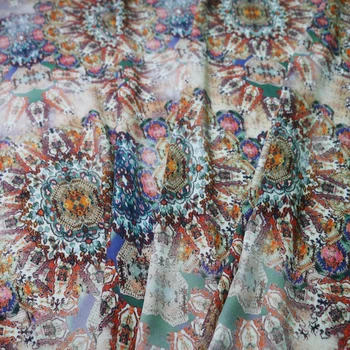 

100cm*150cm Vintage Viscose Fabric Sewing Digital Printed Silky Cotton Dress Material