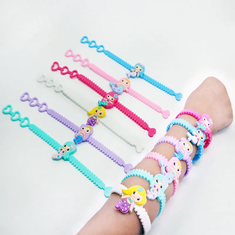 

6ps/lot Flamingo Mermaid Party Rubber Bangle Bracelet Birthday Party Decorations Kids Baby Shower Decorations Event Party Favors