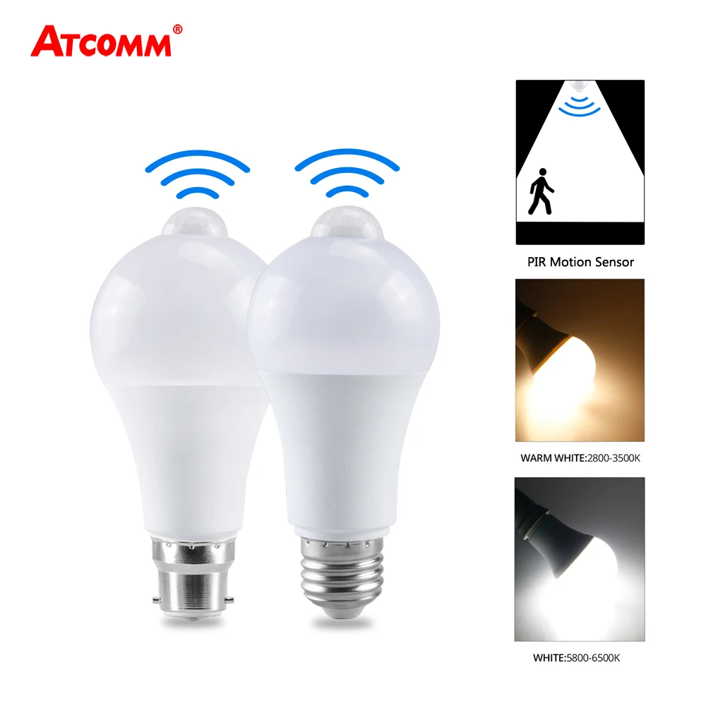 

E27 B22 Ampoule LED PIR Motion Sensor Light Bulb 18W 15W 12W 110V 220V IP42 LED Wall Lamp Outdoor Porch Garage Pathway Lighting