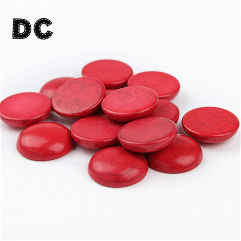 

50pcs Natural Stone Necklace Charms Flat Back Red Color Howlite Cabochon December Birthstone Howlite Cabochon beads F2047