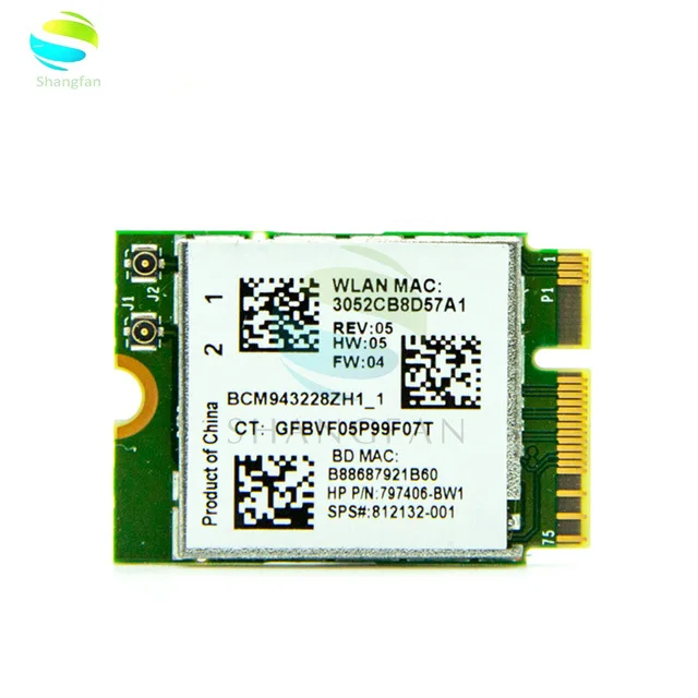 Горячая Распродажа BCM943228ZH1_1 BCM943228Z wifi беспроводной-N BT Bluetooth 4,0 NGFF 300 Мбит/с WLAN карта 802.11a/b/g/n SPS 812132 для hp