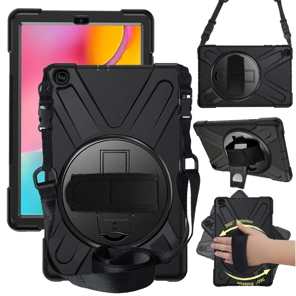 CHINFAI Shockproof Kids Case for Samsung Galaxy Tab A 10.1 T510 T515 Silicone Tablet Case with Holder and Strp for SM-T515