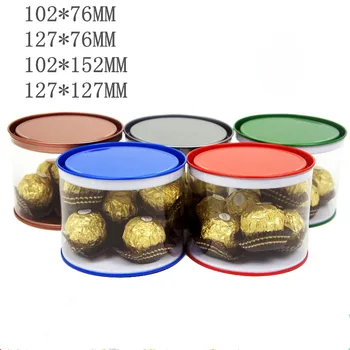 

free shipping clear PVC wedding chocolate box tin lid party favor cake boxes ,MNPKK13