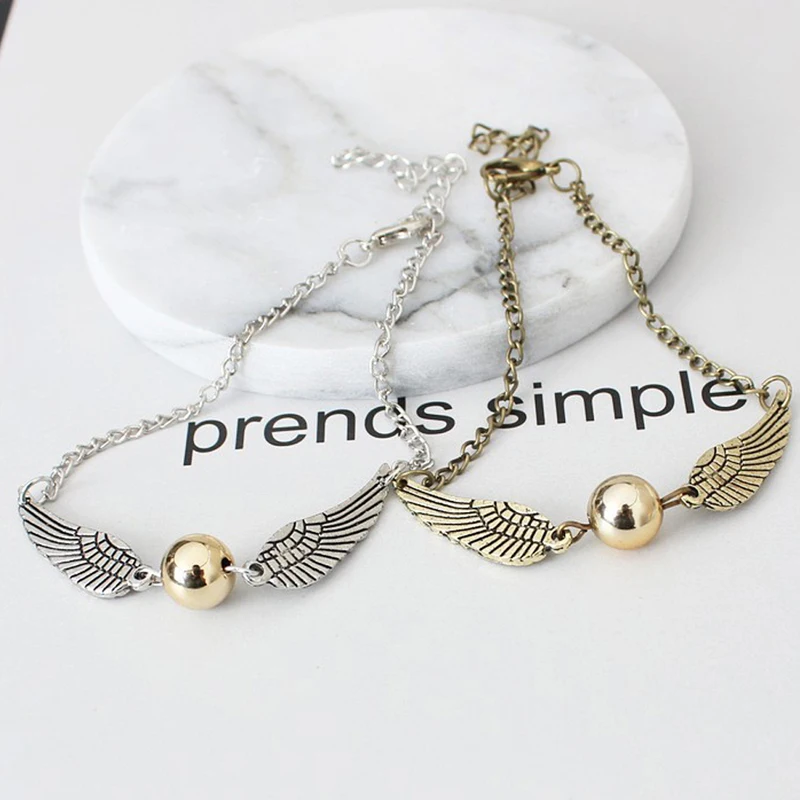 SUMENG-pulsera de bolsillo de Snitch Dorada para hombre y mujer, de moda, alas de tono Retro Vintage, regalo al por mayor, novedad de 2021