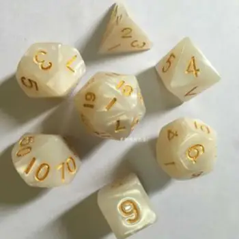 

Free Shipping NEW High Quality 7pcs/set D4 D6 D8 D10 D10 D12 D20 Ivory Colors Dice for Board Game Accessories