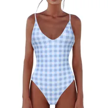 Бразильский купальник женский цельный сексуальный плед пуш-ап бандажный купальник с бюстгальтером с мягкими чашечками купальный костюм монокини Jan19