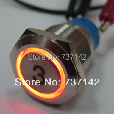 

ELEWIND 19mm Ring illuminated push button with letter(PM192F-11E/R/12V/S with '3')